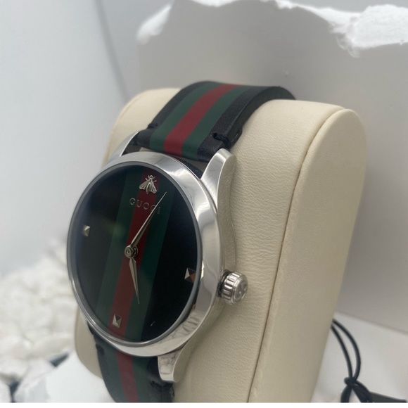 GUCCI Men's 100% Authentic 48mm Watch Swiss
Quartz Black Red Green Dial... - Picture 2 of 3